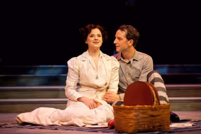 Jenny Fellner as Lucille Frank and Euan Morton as Leo Frank Photo