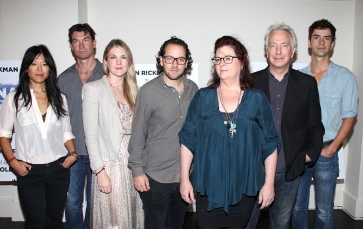 (LtoR) Hettienne Park, Jerry O'Connell, Lily Rabe, Director Sam Gold, Playwright Theresa Rebeck, Alan Rickman & Hamish Linklater  at 