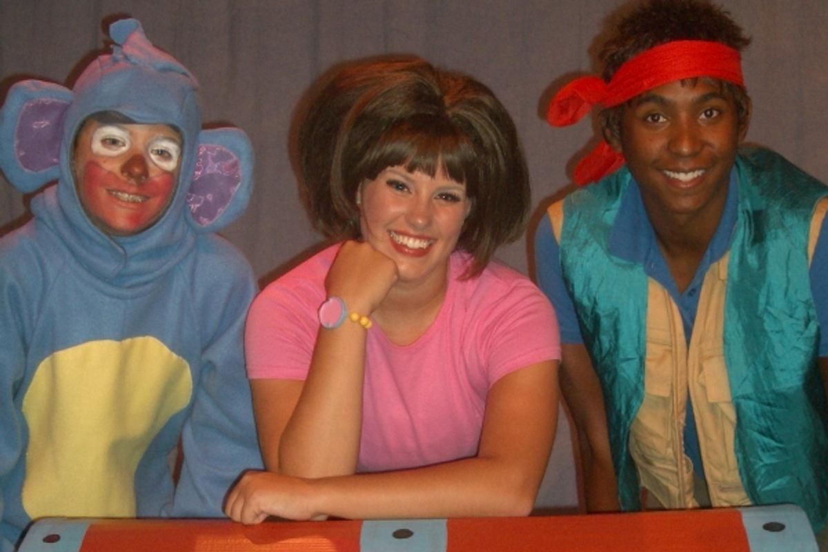 Ryan Patrick Kane as Boots, Jaimie Hoover as Dora, and Jordan C. Allen as Diego at 