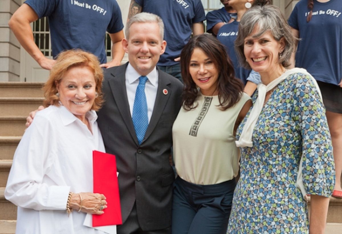 Cynthia Harris, Van Bramer, Daphne Rubin-Vega, Commissioner Kate Levin at 