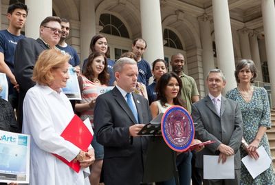 Cynthia Harris (artist), Council Member Jimmy Van Bramer, Daphne Rubin-Vega (artist), Photo