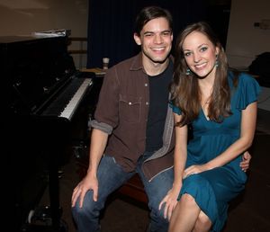 Jeremy Jordan & Laura Osnes attending the 'Bonnie & Clyde' - Meet & Greet the cast on their second day of rehearsals at the New 42ns Street Studios in New York City. *** Local Caption *** Meet & Greet The Cast @ BroadwayWorld Jeremy Jordan & Laura Osnes attending the 'Bonnie & Clyde' - Meet & Greet the cast on Photo