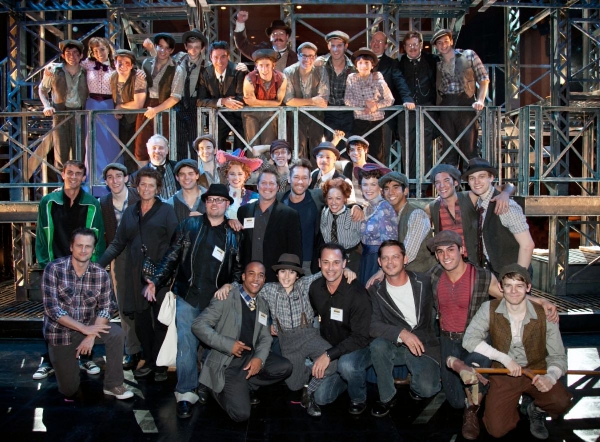 Jeremy Jordan and the cast of NEWSIES at 