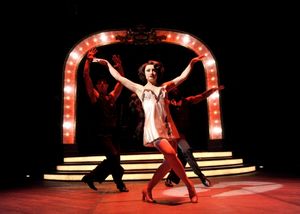 Caroline O'Connor as Phyllis Rogers Stone with "Lucy and Jessie" dancers Rhett Guter and Julius C. Carter @ BroadwayWorld Caroline O'Connor as Phyllis Rogers Stone with "Lucy and Jessie" dancers Rhett Guter Photo