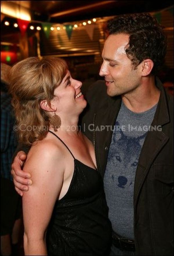 Cast members Meg Sullivan (L) and E. Jason Liebrecht (R) Photo