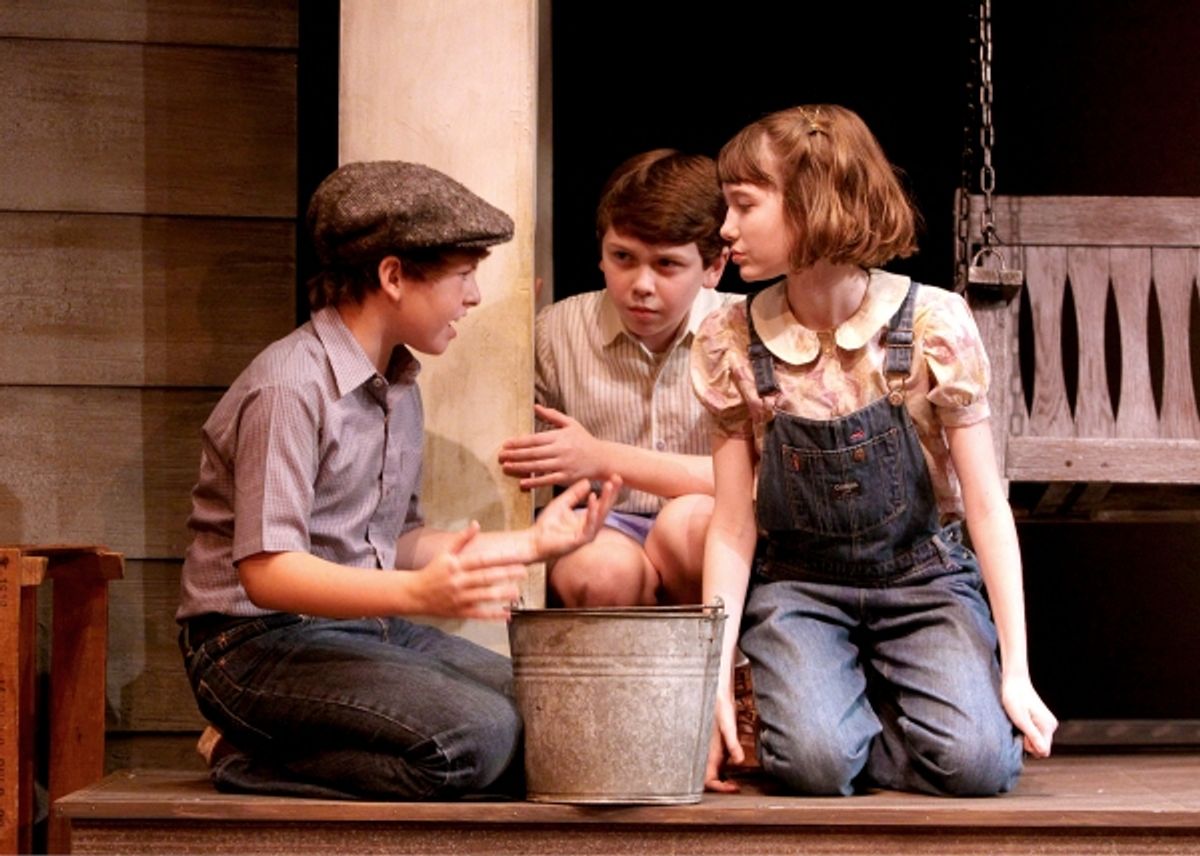 Frankie Seratch as Jem, Ethan Haberfield as Dill, and Emmanuelle Nadeau at 