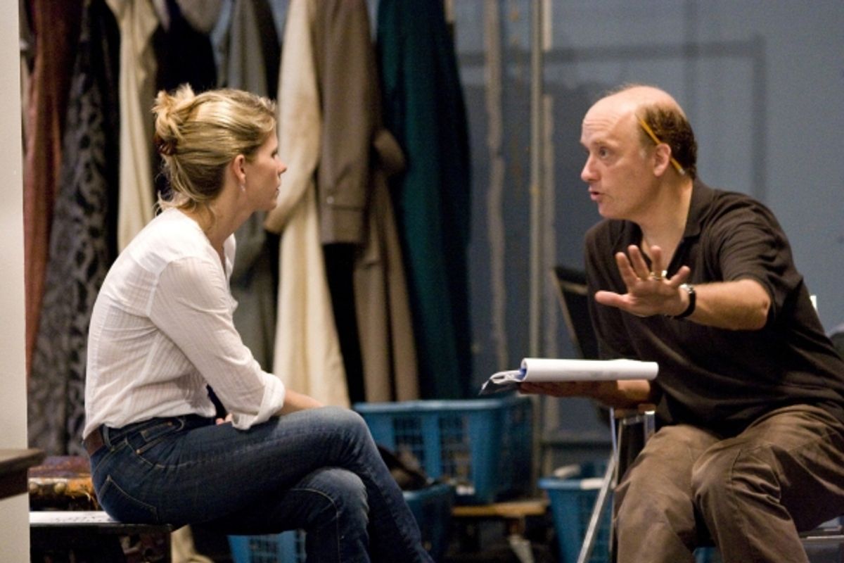 Kelli O'Hara and Frank Wood in rehearsal for King Lear, directed by James Macdonald, running at The Public Theater October 18-November 20. at 