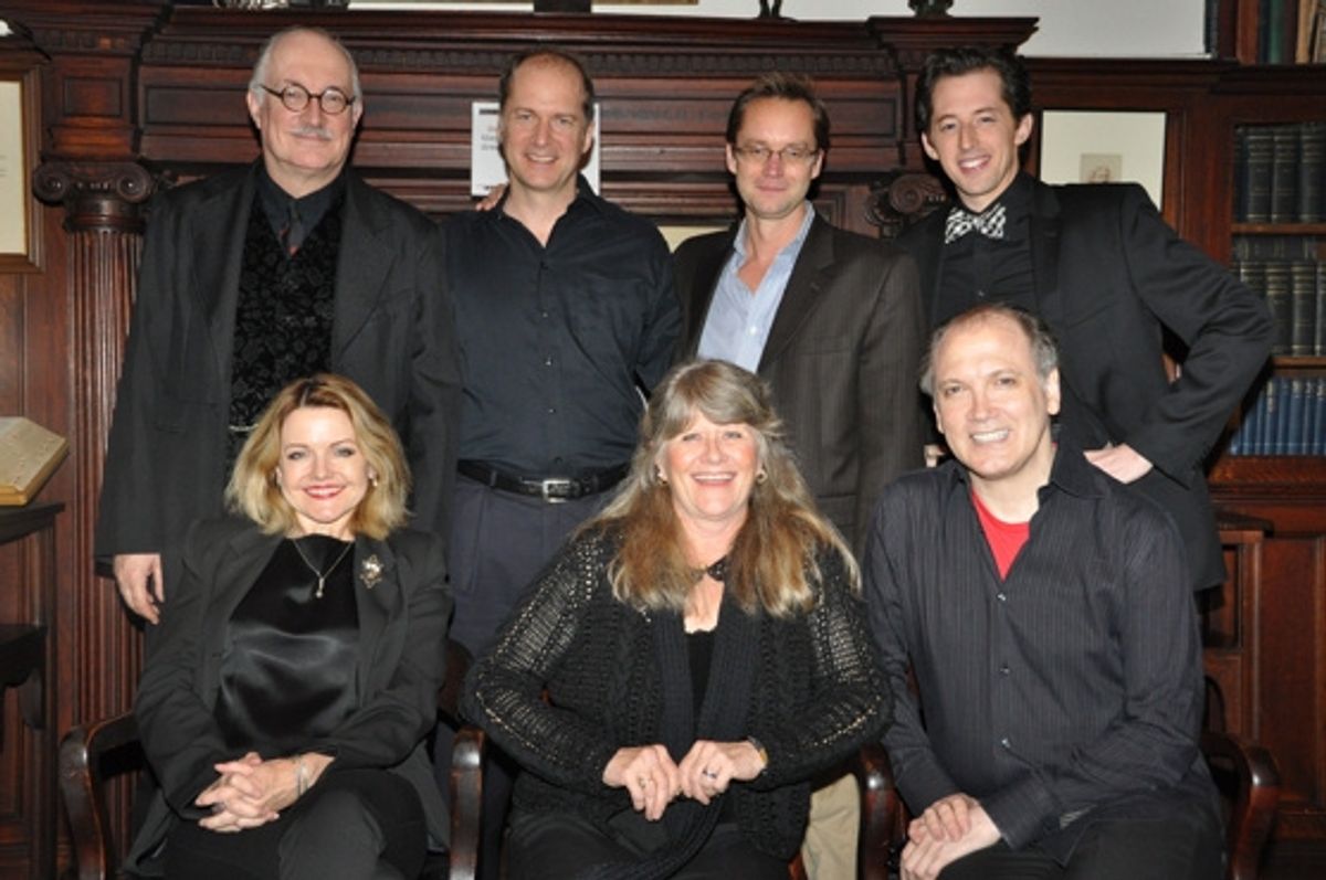 Simon Jones, Daniel Jenkins, Michael Riedel, Josh Grisetti, Alison Fraser, Judith Ivey and Charles Busch at 