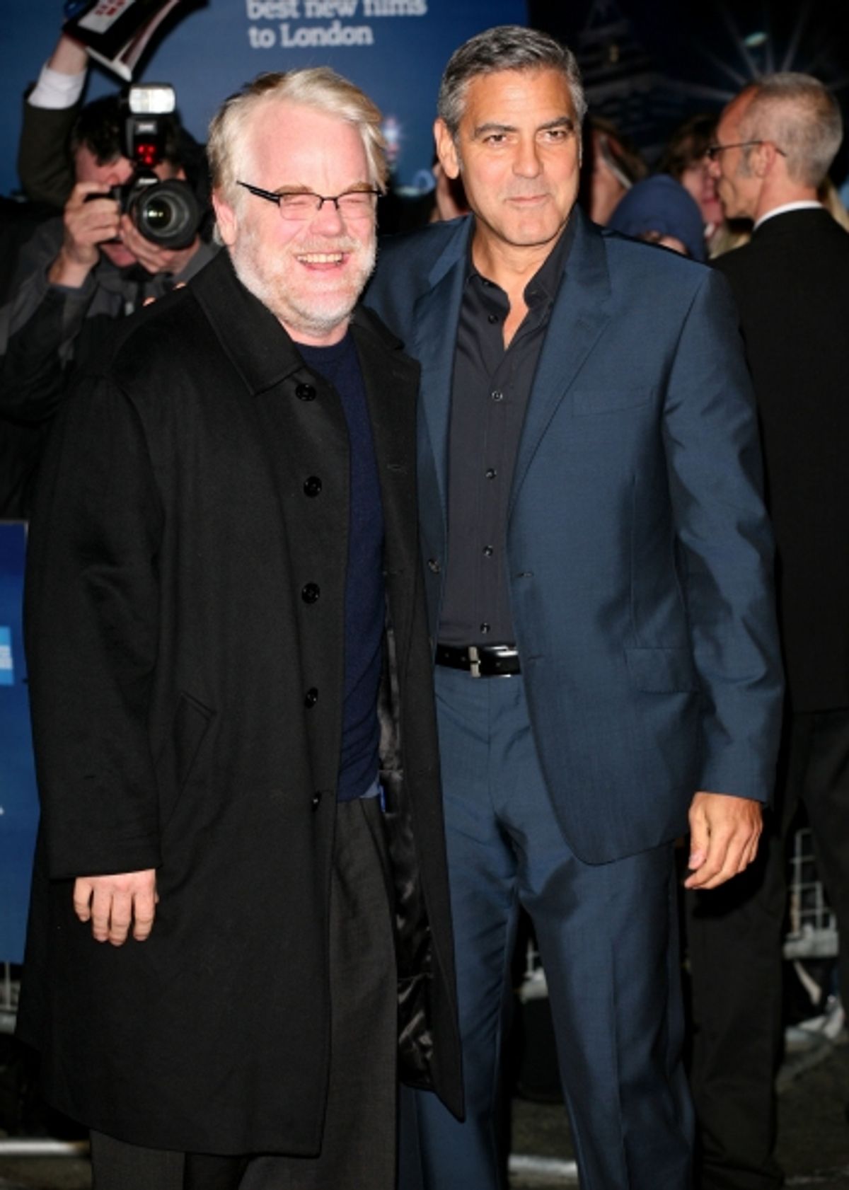 Oct. 19, 2011 - London, United Kingdom - George Clooney and Philip Seymour Hoffman arriving for The Ides Of March Premiere, Odeon Leicester Square, London. 19/10/2011 Picture by: Lexie Appleby / Snappers (Credit Image: Ã‚Â© Snappers/ZUMAPRESS.com)