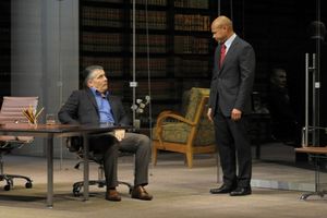 Law firm partner Henry Brown (Chris Butler, right) confronts wealthy client Charles Strickland (Kevin O’Rourke) about the realities of race in America. @ BroadwayWorld Law firm partner Henry Brown (Chris Butler, right) confronts wealthy client Charles Photo