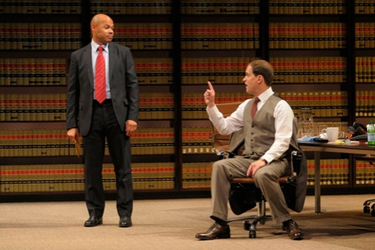  Law firm partners Jack Lawson (A.C.T. core acting company member Anthony Fusco, right) and Henry Brown (Chris Butler) struggle to build a strong defense for this racially charged case. at 