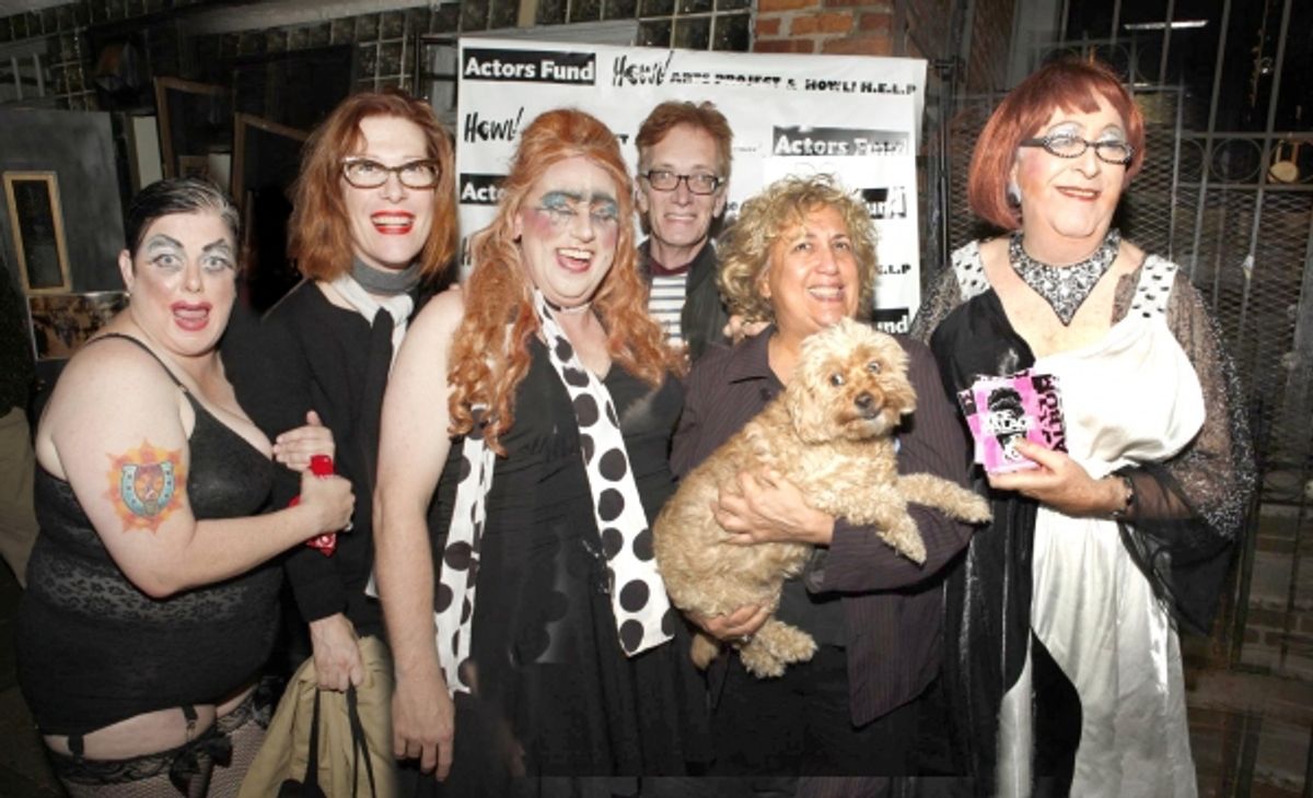  Leigh Crow, Justin Vivian Bond, Russell Blackwood, guest, Reno (with canine companion) and Richard 'Scrumbly' Koldewyn at 