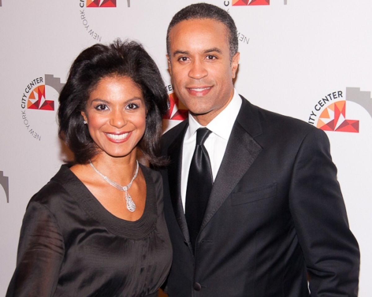  CBS Anchor Maurice Dubois and wife Andrea Dubois at 