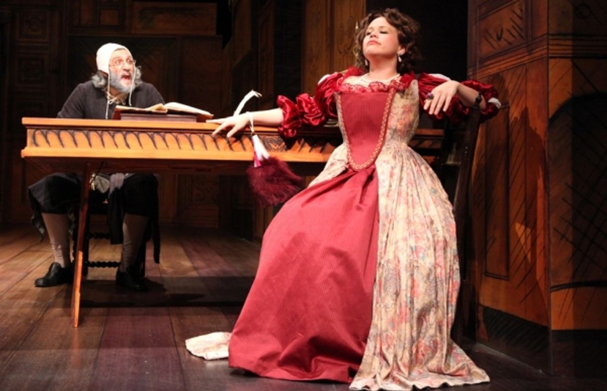 Andrea Pane as Harpagon with Mischa Goodman as Frosine at 