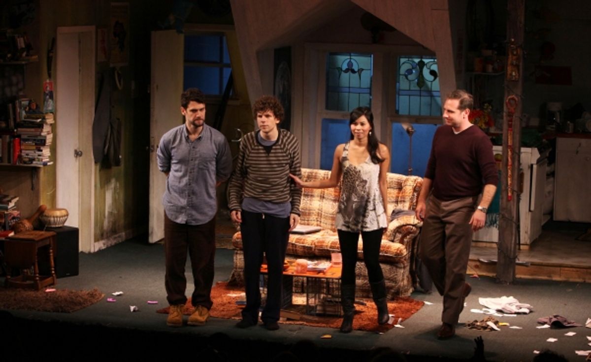 Justin Bartha, Jesse Eisenberg, Camille Mana & Remy Auberjonois  at 