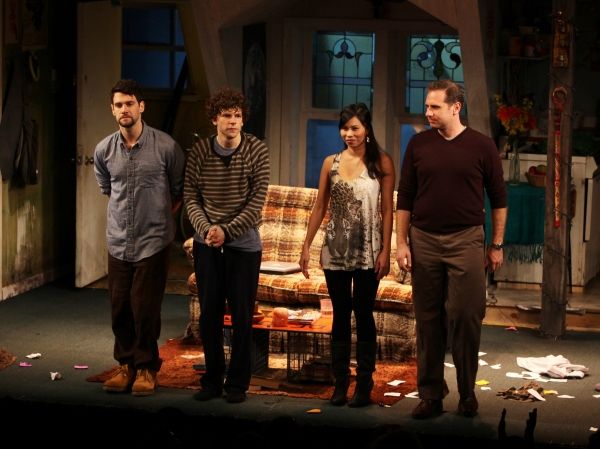 Justin Bartha, Jesse Eisenberg, Camille Mana & Remy Auberjonois  Photo