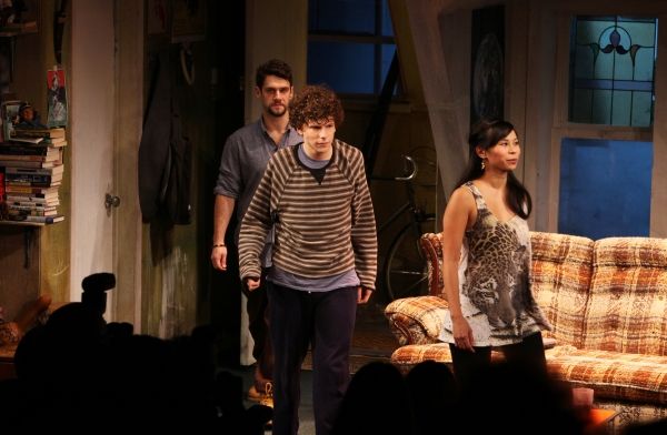 Justin Bartha, Jesse Eisenberg, Camille Mana  Photo