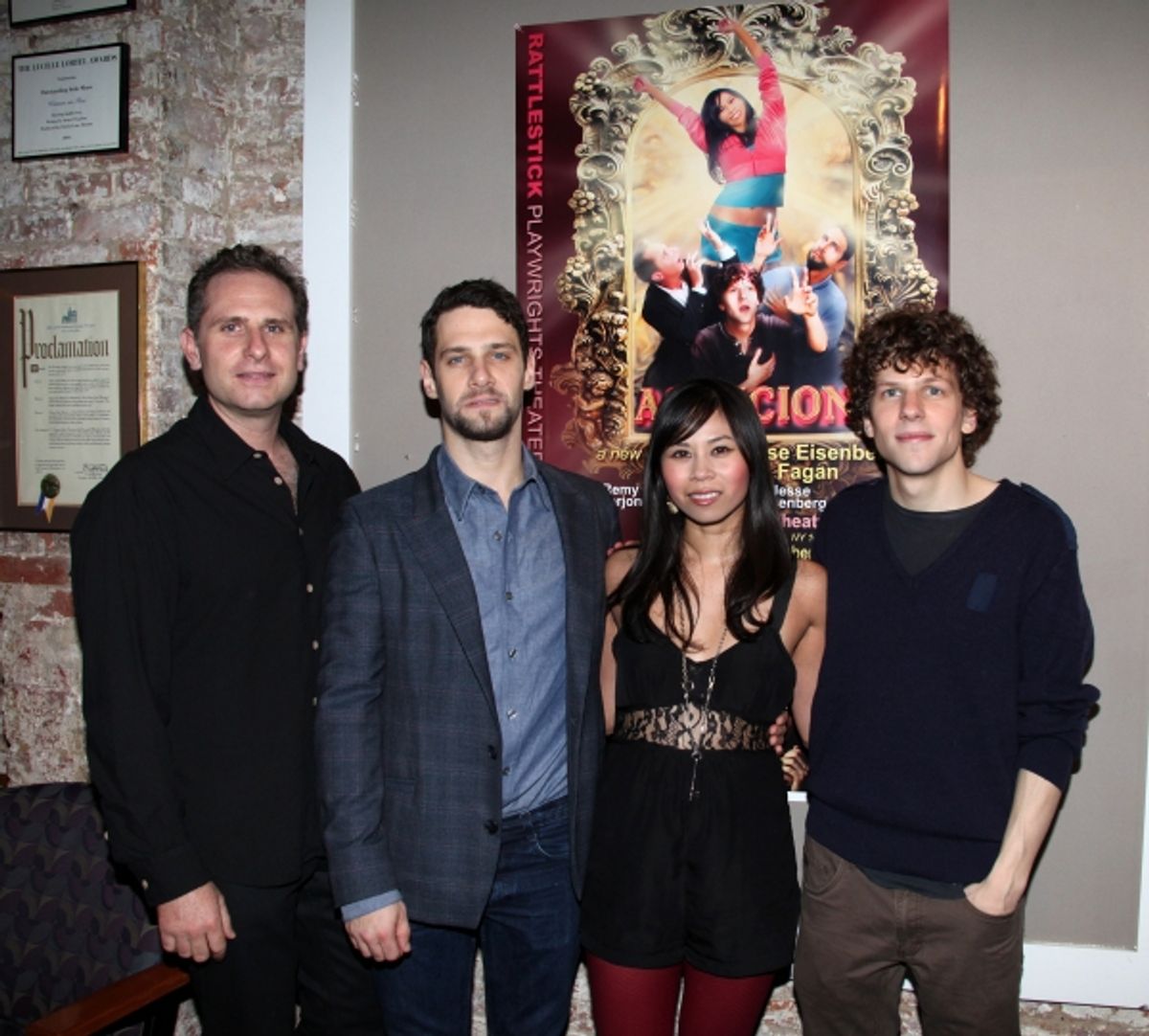 Remy Auberjonois, Justin Bartha, Camille Mana,  Jesse Eisenberg  at 