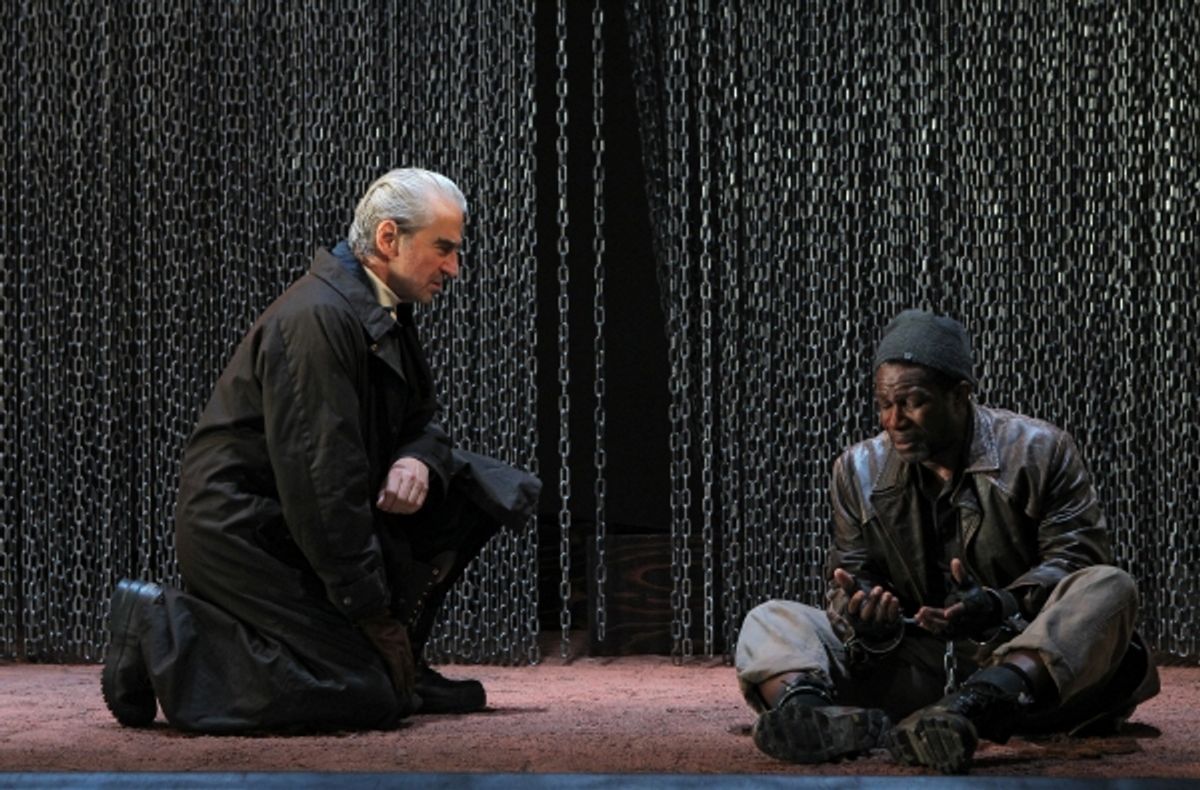 Sam Waterston and John Douglas Thompson in King Lear, directed by James Macdonald, running at The Public Theater through November 20. Photo Credit: Joan Marcus. at 