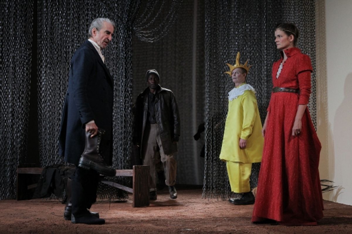 Sam Waterston, John Douglas Thompson, Bill Irwin, and Enid Graham in King Lear, directed by James Macdonald, running at The Public Theater through November 20. Photo Credit: Joan Marcus. at 