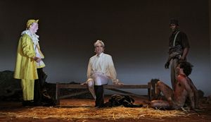 Bill Irwin, Sam Waterston, John Douglas Thompson, and Arian Moayed in King Lear, dire Photo