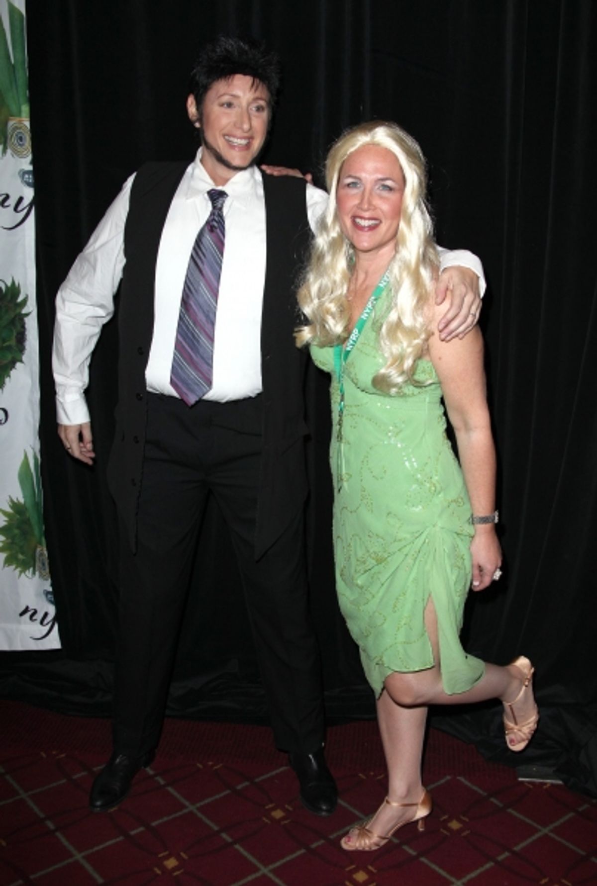 Judy Gold (as Chaz Bono) & partner Elysa Halpern  at 