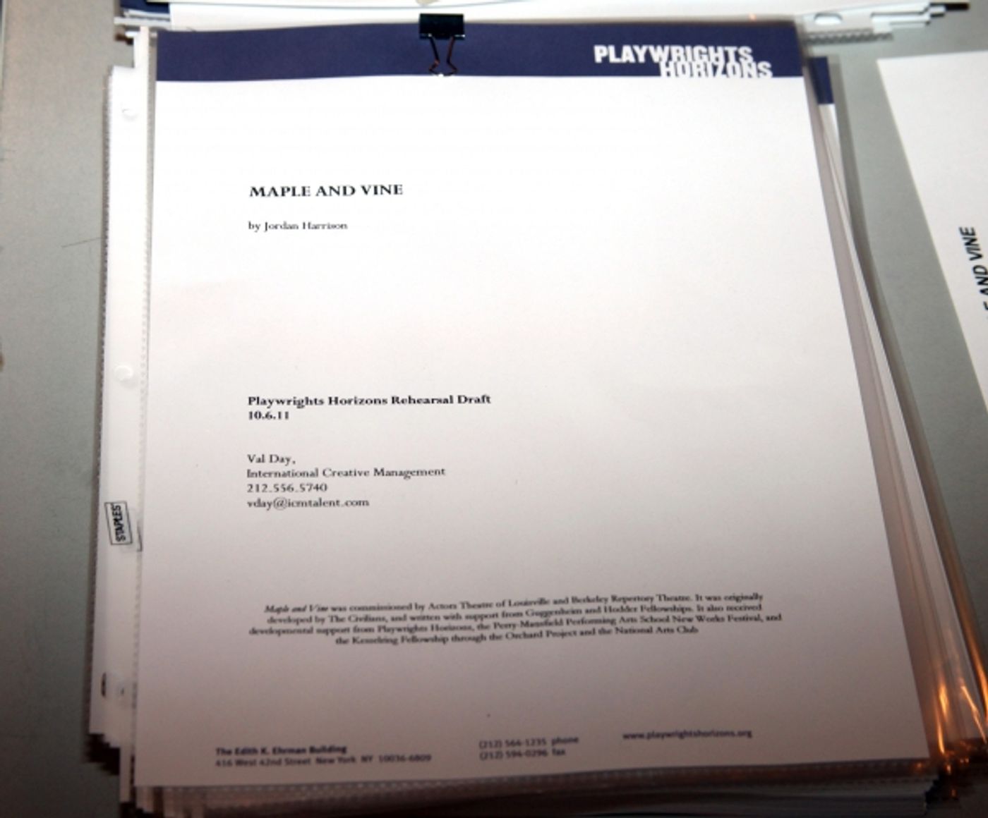 Photo Coverage: MAPLE AND VINE Begins Rehearsals at Playwrights Horizons  Image