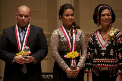 Filipino Reporter's Ryan Songalia, Lea Salonga, Loida Nicolas Lewis Photo