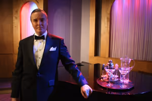 Robert Gibby Brand stars as "Noël Coward" in Noël and Gertie, an entertainment devised by Sheridan Morley based Coward's plays, songs and diaries. @ BroadwayWorld Robert Gibby Brand stars as "Noël Coward" in Noël and Gertie, an entert Photo