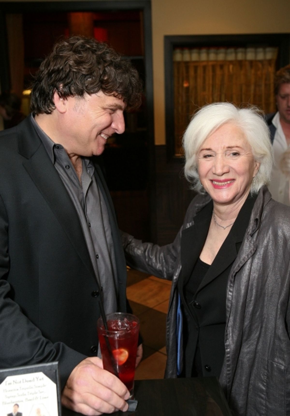 LOS ANGELES, CA - NOVEMBER 6: Cast members Marco Barricelli (L) and Olympia Dukakis (R) pose during the party for the opening night performance of 'Vigil' at Center Theatre Group's Mark Taper Forum on November 6, 2011 in Los Angeles, California. (Photo by at 