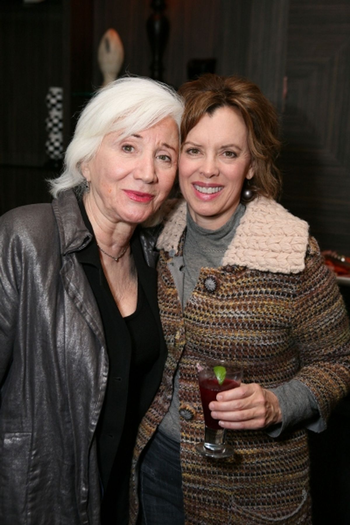 LOS ANGELES, CA - NOVEMBER 6: Cast member Olympia Dukakis (L) and actress Jeanie Hackett (R) pose during the party for the opening night performance of 'Vigil' at Center Theatre Group's Mark Taper Forum on November 6, 2011 in Los Angeles, California. (Pho at 