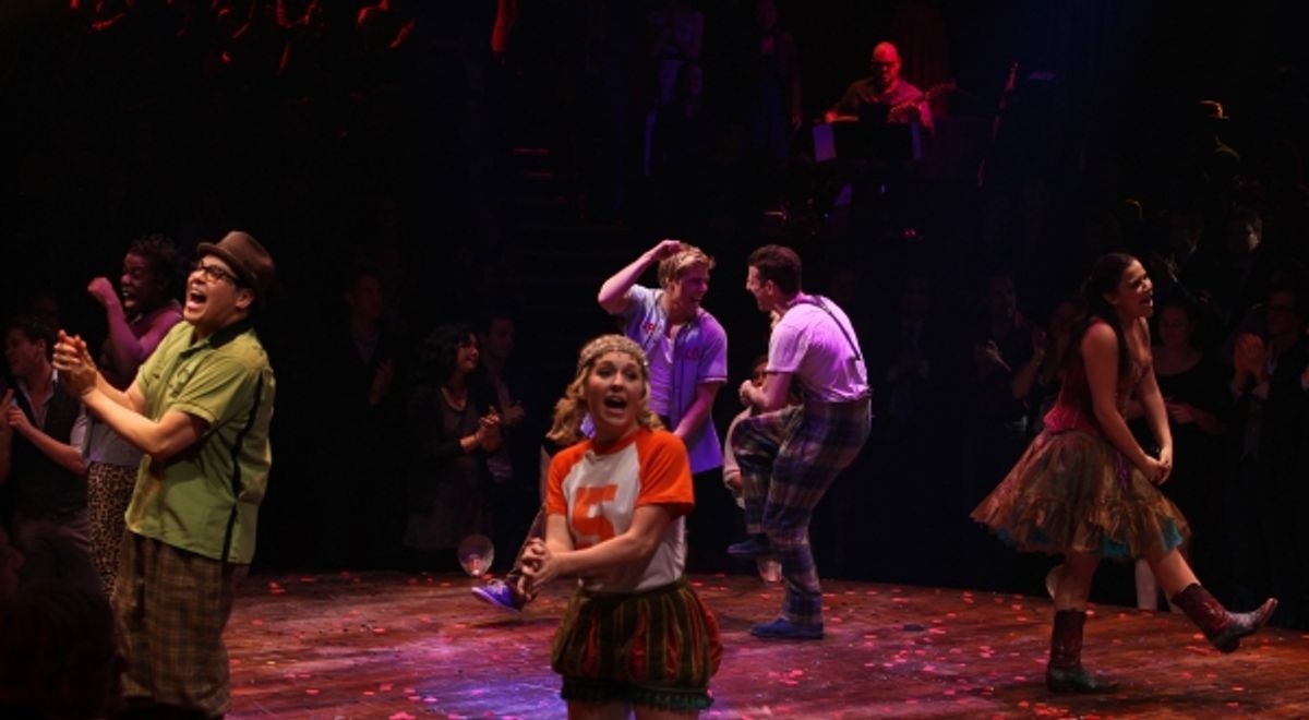 Hunter Parrish & Company . at GODSPELL Opening Night on Broadway Curtain Call!