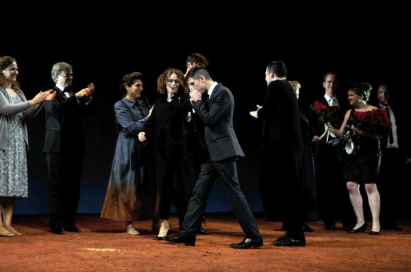 Rebecca Taichman, Stephen Karam, Nico Muhly and company Photo
