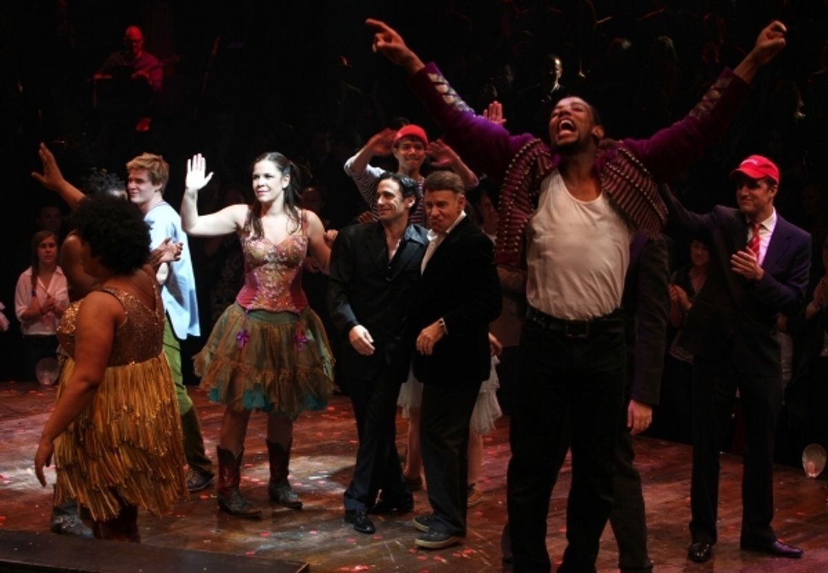 The Company with Christopher Gattelli, Stephen Schwartz & Ken Davenport. Photo Credit: Walter McBride at 