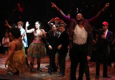 The Company with Christopher Gattelli, Stephen Schwartz & Ken Davenport. Photo Credit Photo