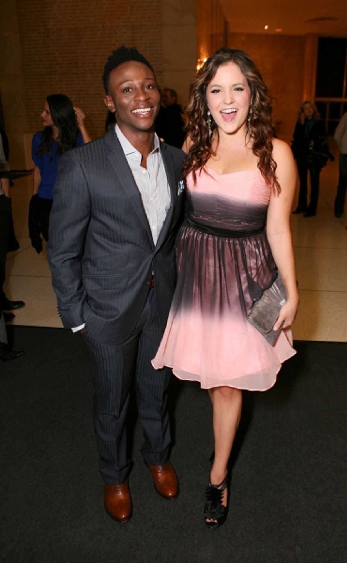 LOS ANGELES, CA - NOVEMBER 11: Cast member Gregory Haney (L) and actress Janet Krupin (R) pose during the party for the opening night performance of 'Bring It On: The Musical' at Center Theatre Group's Ahmanson Theatre on November 11, 2011 in Los Angeles, at 