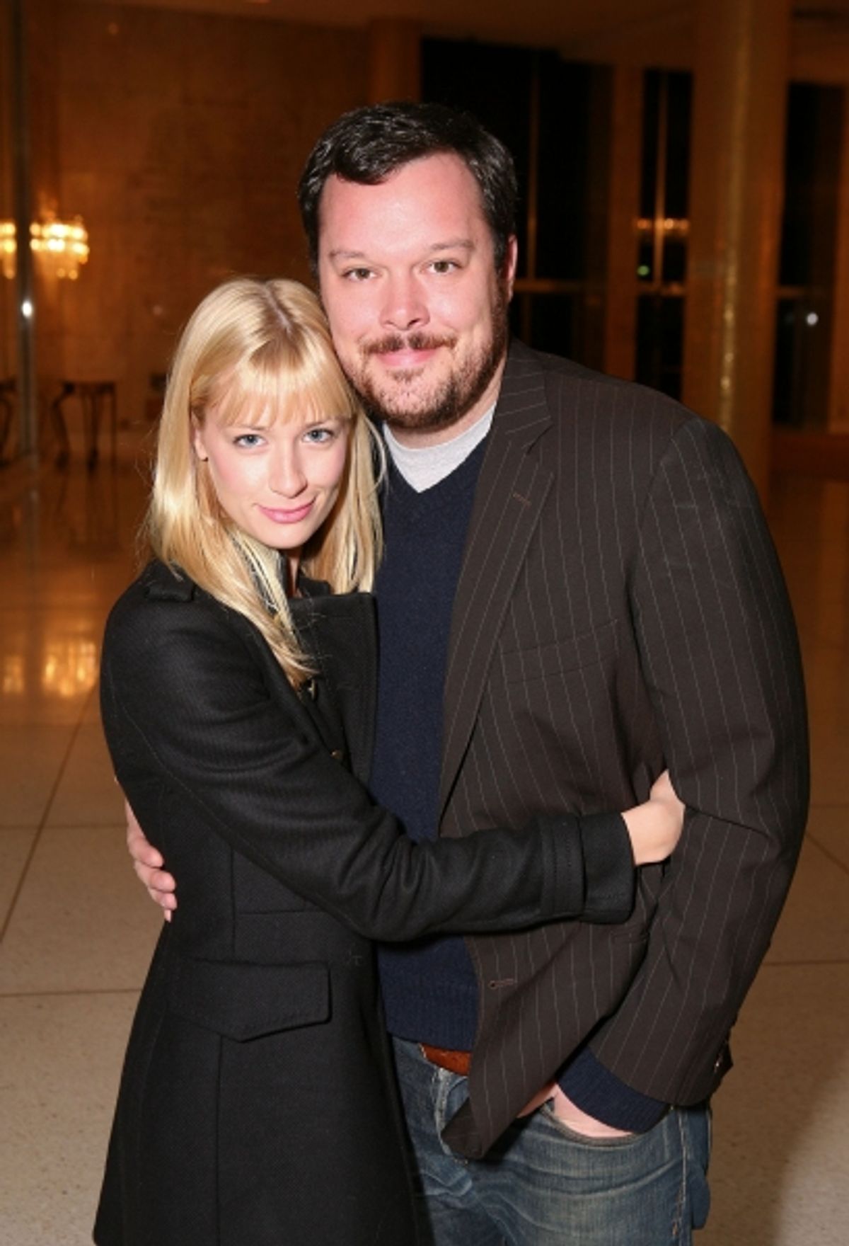 LOS ANGELES, CA - NOVEMBER 11: Actors Beth Behrs (L) and Michael Gladis (R) pose during the party for the opening night performance of 'Bring It On: The Musical' at Center Theatre Group's Ahmanson Theatre on November 11, 2011 in Los Angeles, California. ( at 