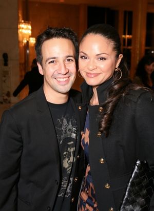LOS ANGELES, CA - NOVEMBER 11: Composer/Lyricist Lin-Manuel Miranda (L) and actess Karen Olivo (R) pose during the party for the opening night performance of "Bring It On: The Musical" at Center Theatre Group's Ahmanson Theatre on November 11, 2011 in Los @ BroadwayWorld LOS ANGELES, CA - NOVEMBER 11: Composer/Lyricist Lin-Manuel Miranda (L) and actess Ka Photo