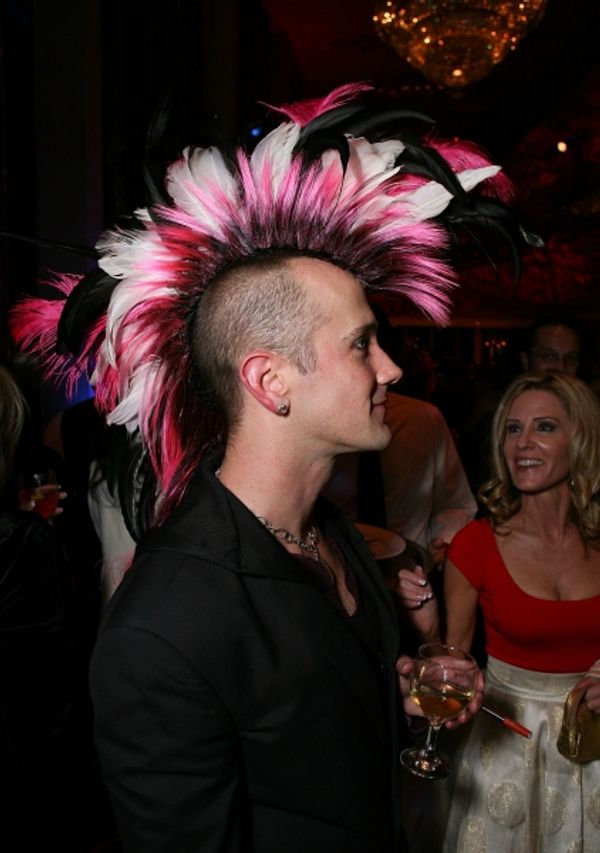 LOS ANGELES, CA - NOVEMBER 11: Book Writer Jeff Whitty poses with a mohawk during the Photo