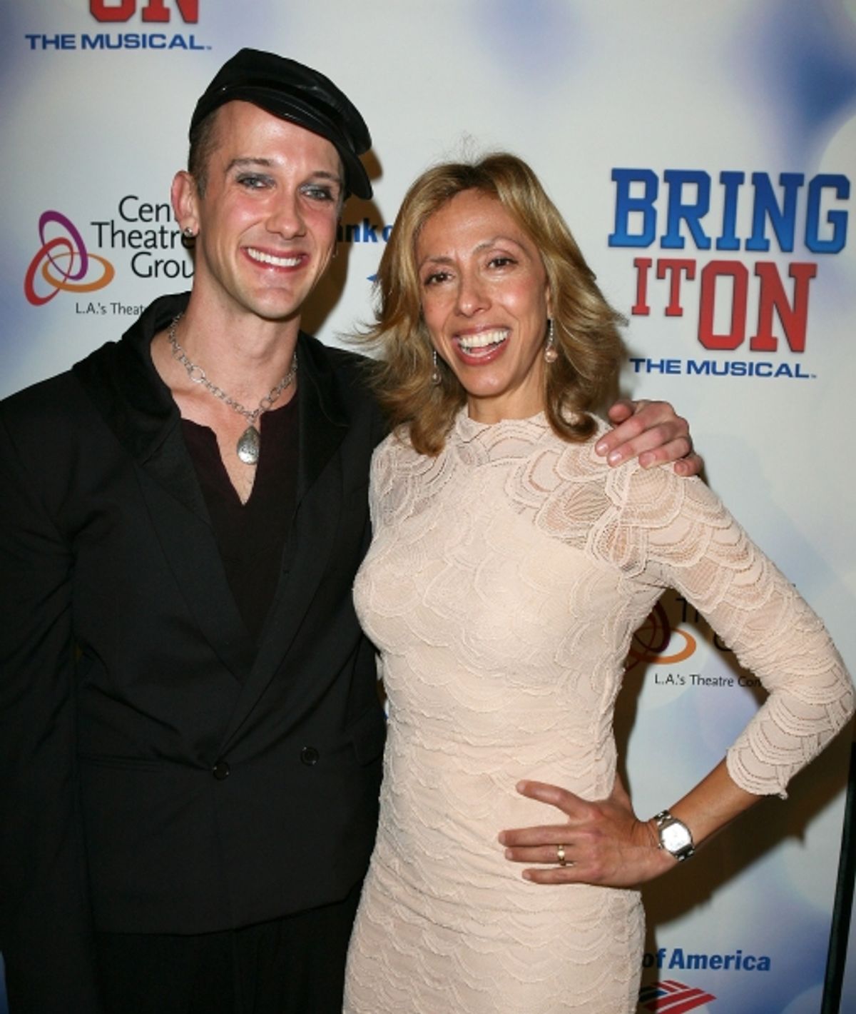 LOS ANGELES, CA - NOVEMBER 11: Book Writer Jeff Whitty (L) and Lyricist Amanda Green (R) pose during the arrivals for the opening night performance of 'Bring It On: The Musical' at Center Theatre Group's Ahmanson Theatre on November 11, 2011 in Los Angele at 