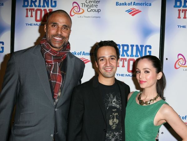 Athlete Rick Fox, Composer/Lyricist Lin-Manuel Miranda and actress Eliza Dushku 
 Photo