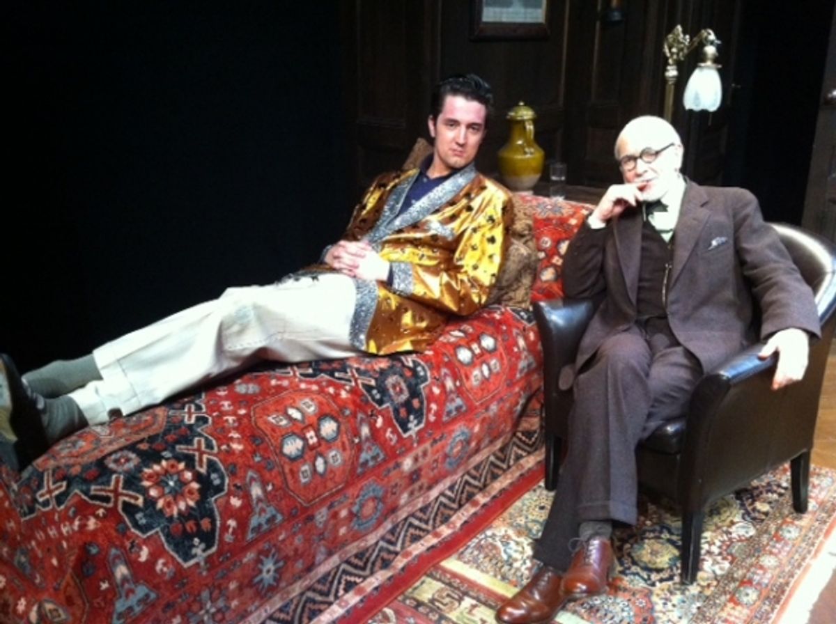 Eddie Clendening (Elvis Presley) and Martin Rayner (Sigmund Freud) at FREUD'S LAST SESSION at 