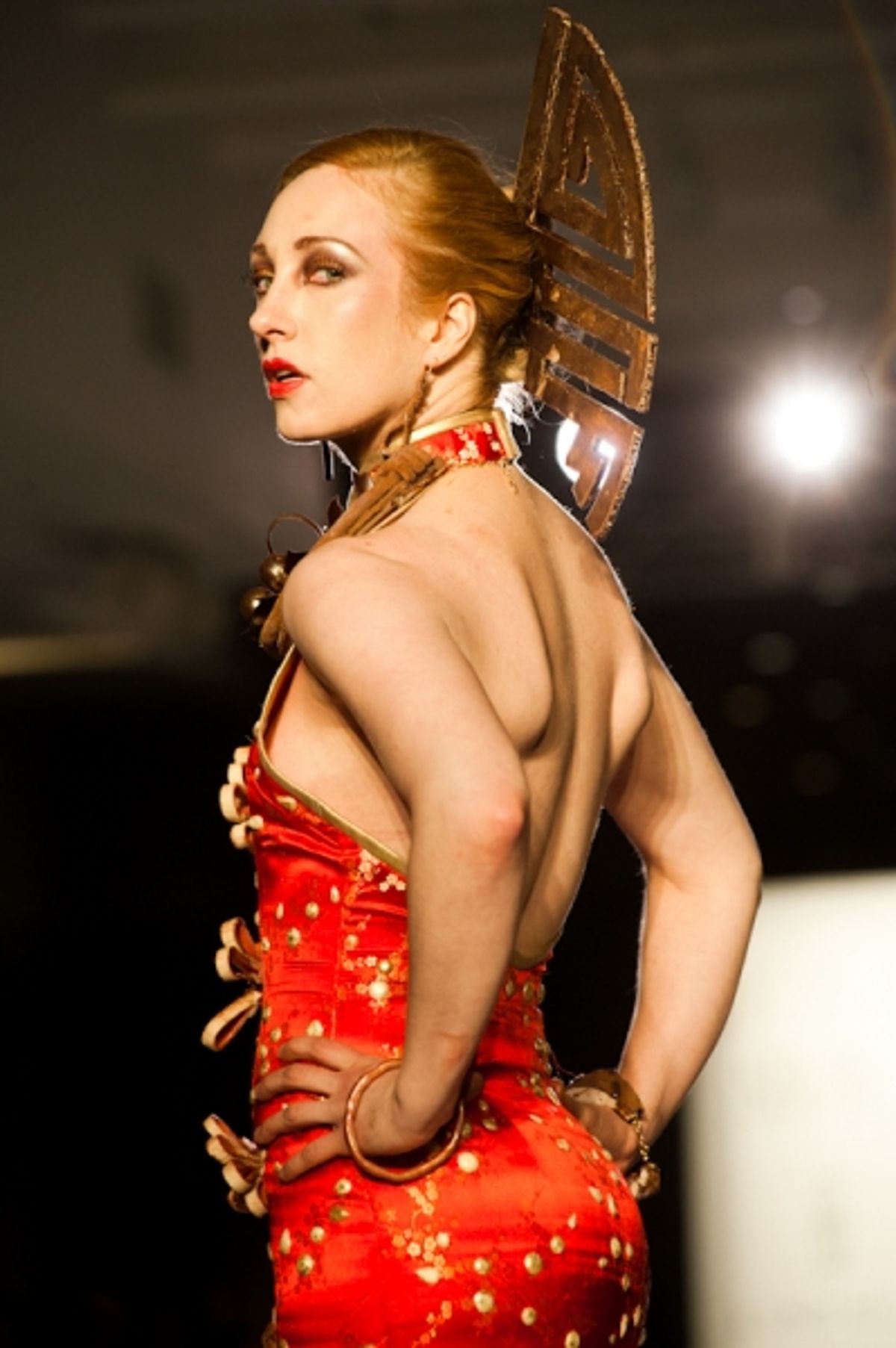 Jansen Chan (Oceana) worked alongside the costume designer from Chinglish,  Anita Yavich, to create this old meets new world Chinese inspired dress  at 