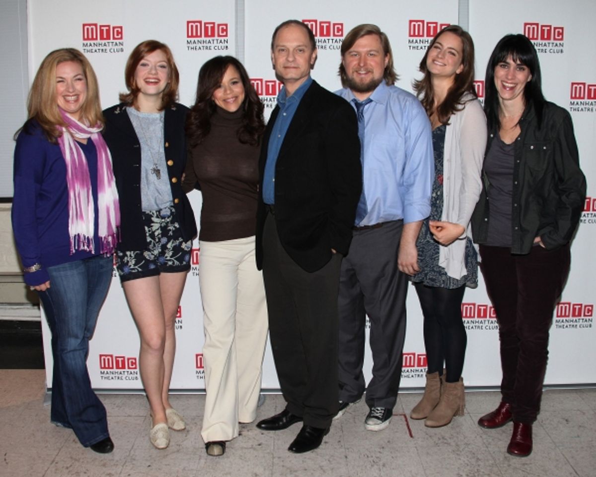 Playwright Molly Smith Metzler, Colby Minifie, Rosie Perez, David Hyde Pierce, Michael Chernus, Jessica Digiovanni & Director Leigh Silverman at 