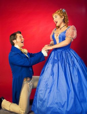 Kirt Thomas as Young Scrooge and Laura Medford as Emily Photo