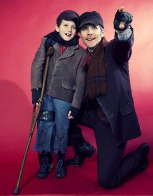 Price Clark as Tiny Tim and Adam Hose as Bob Cratchit @ BroadwayWorld Price Clark as Tiny Tim and Adam Hose as Bob Cratchit Photo