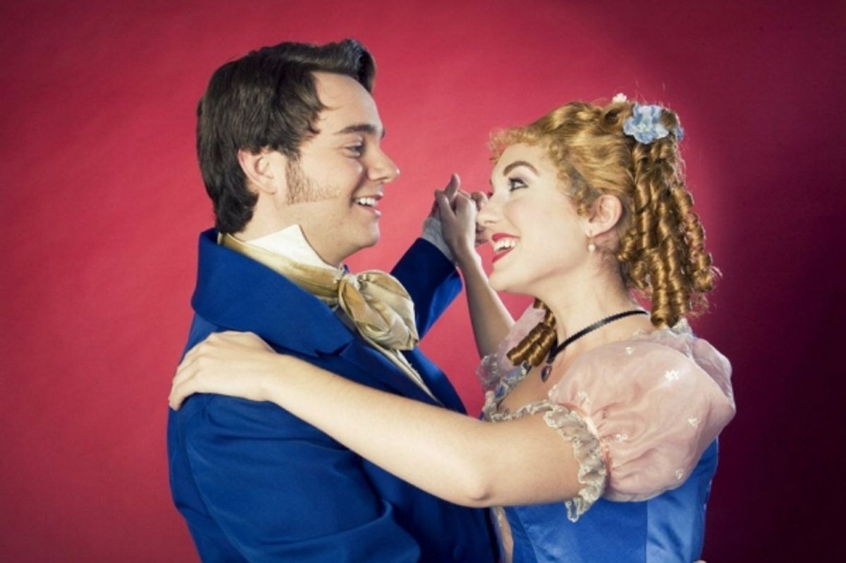 Kirt Thomas as Young Scrooge and Laura Medford as Emily at 