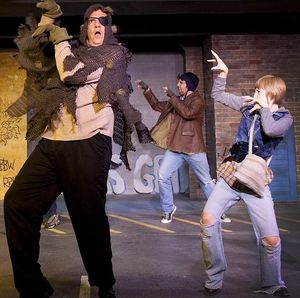 Jim Johnson (The Ogre), Eric Dobbins (Frankie), Mikaela Krantz (The Kid) @ BroadwayWorld Jim Johnson (The Ogre), Eric Dobbins (Frankie), Mikaela Krantz (The Kid) Photo