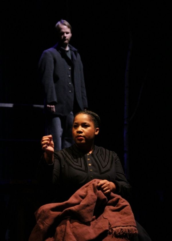 Mrs. Keckley (Joetta Wright, front) remembering her son George (Nic Delcambre) in A C Photo