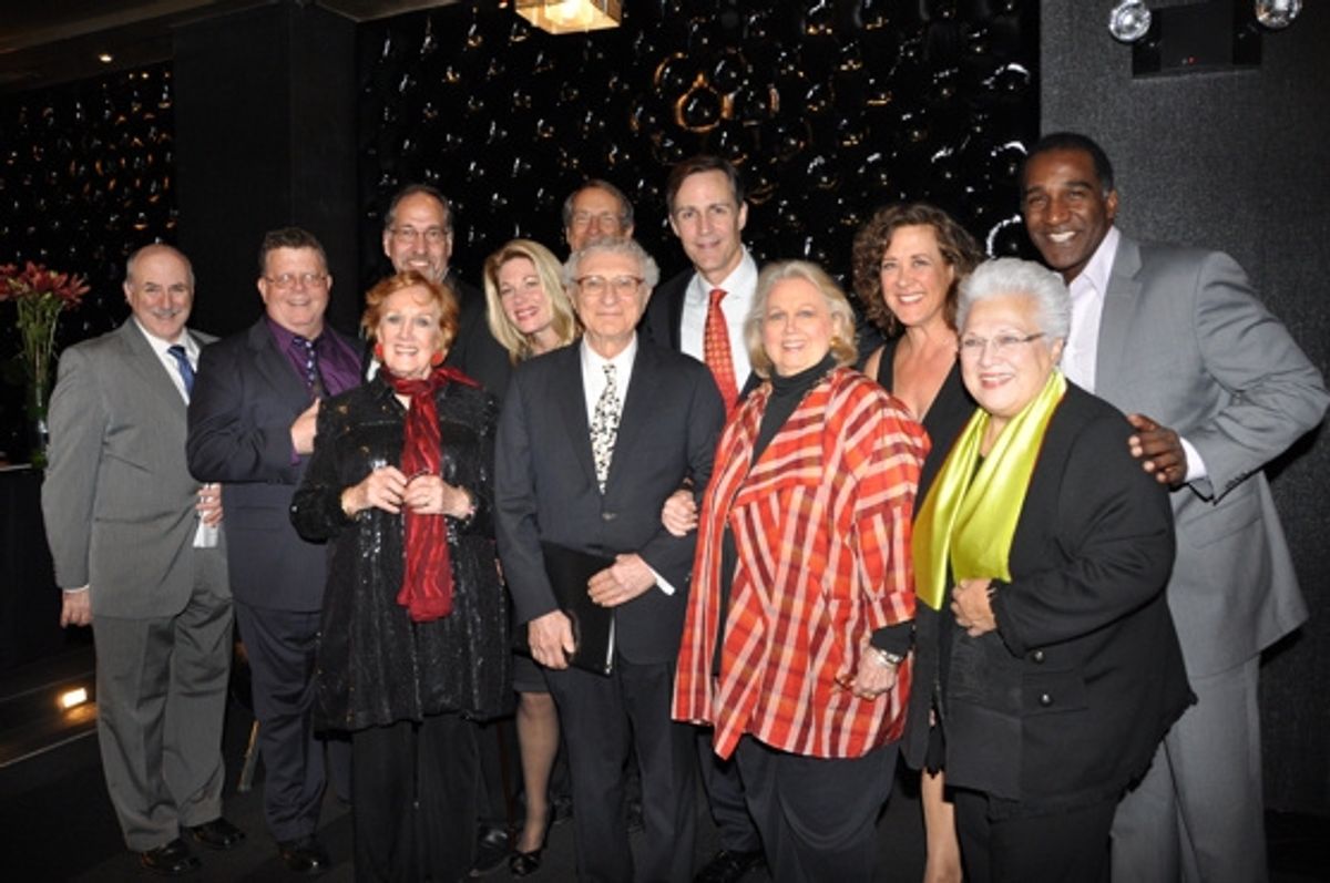 Geoff Cohen (Managing Director of The York Theatre), James Morgan, Philip William McKinley, Marni Nixon, Marin Mazzie, W. David McDoy, Sheldon Harnick, Howard McGillin, Barbara Cook, Karen Ziemba, Marilyn Horne and Norm Lewis at 